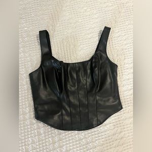 Abercrombie & Fitch Vegan Leather Corset Scoopneck Top - Size Small